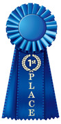 1st Place Blue Ribbon Graphic — Downtown Kalamazoo Incorporated featuring a realistically illustrated satin award ribbon.