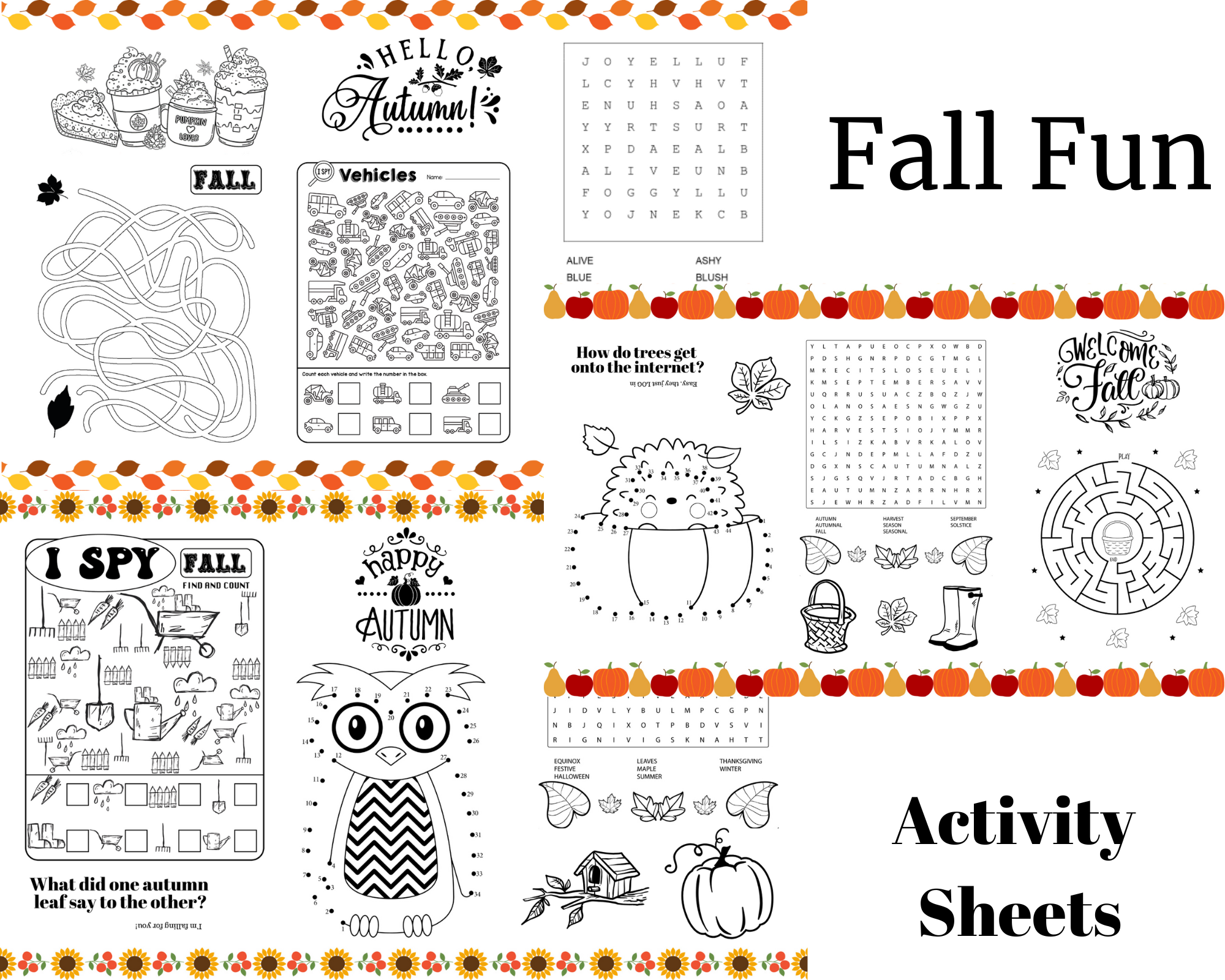Autumn Activity Sheets - Set of 3