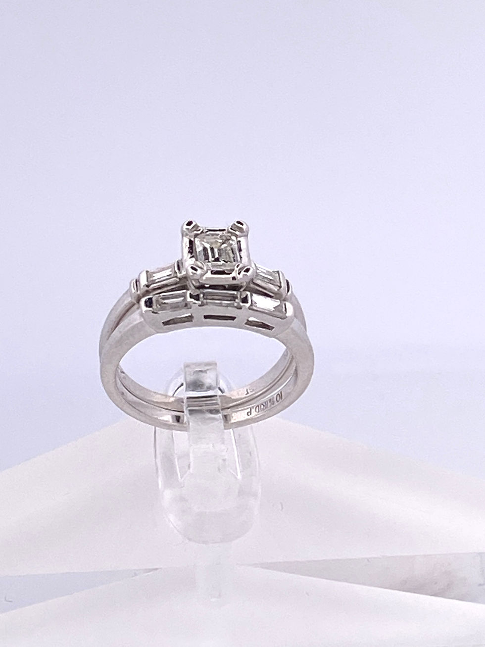 Thumbnail: 14KT WG/Platinum Natural Diamond Wedding Set (ESTATE)