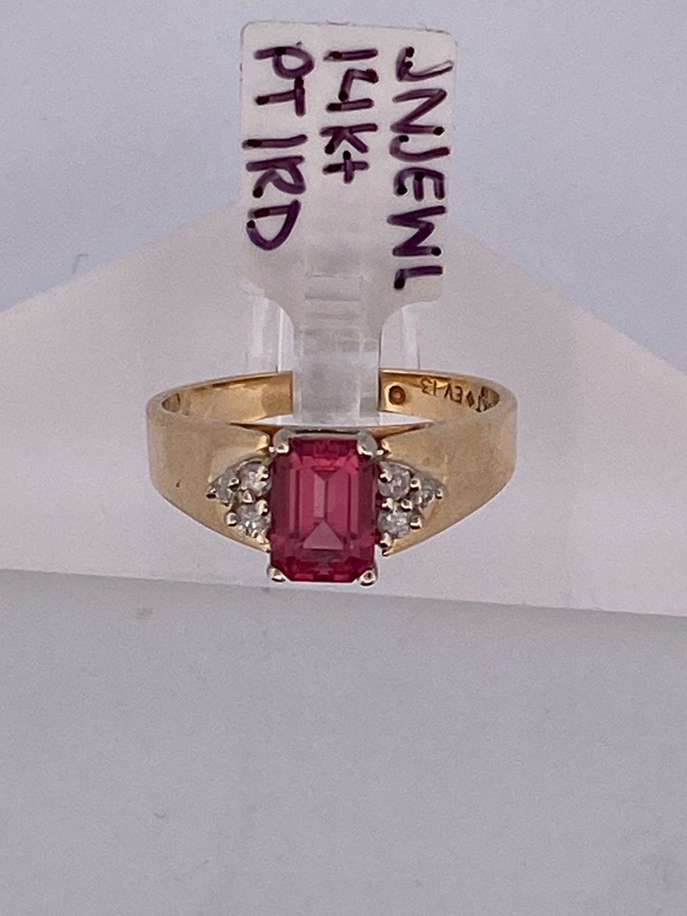10kt yg pink tourmaline and diamond ring