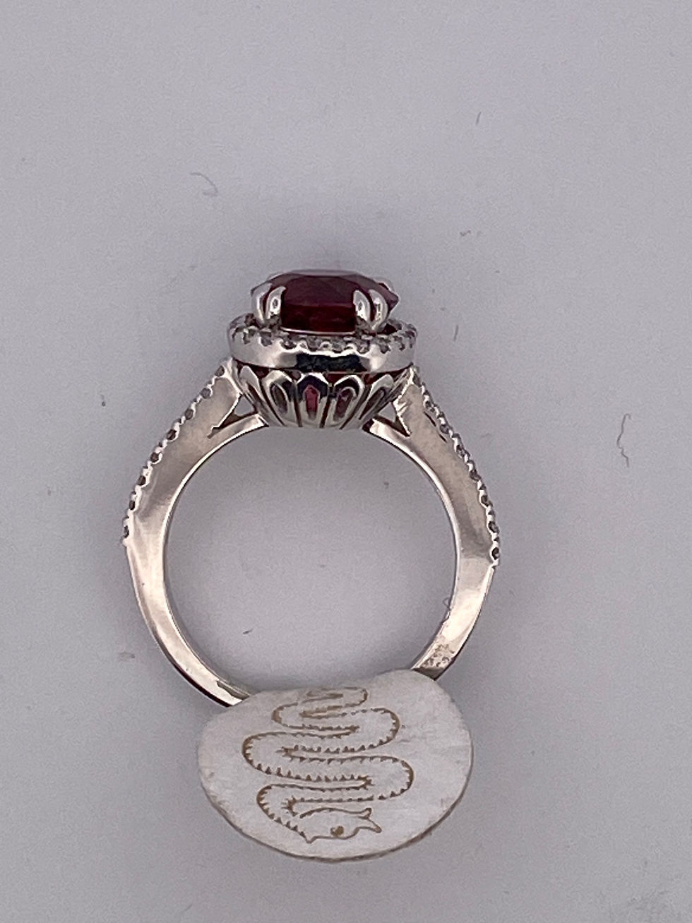 Thumbnail: Rubellite and Diamond 14kt WG ring