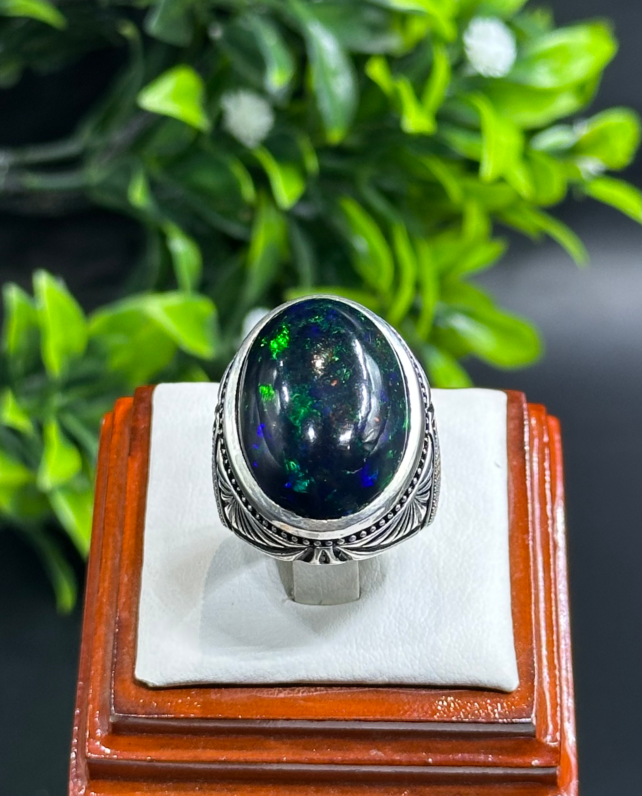 Natural Ethiopian Opal اوپل Silver ring 