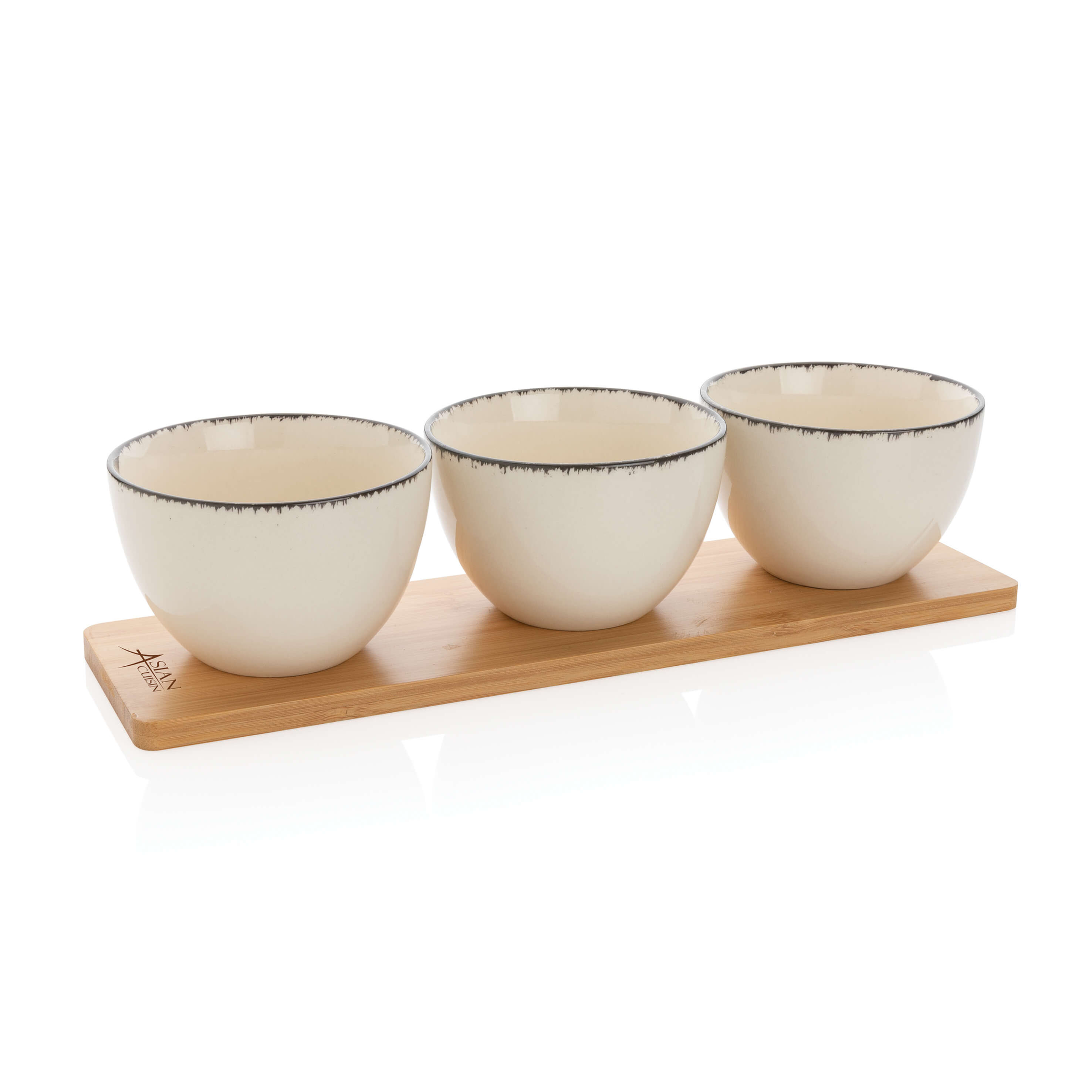 Set de cuencos Ukiyo de 3 piezas con bandeja de bambú
