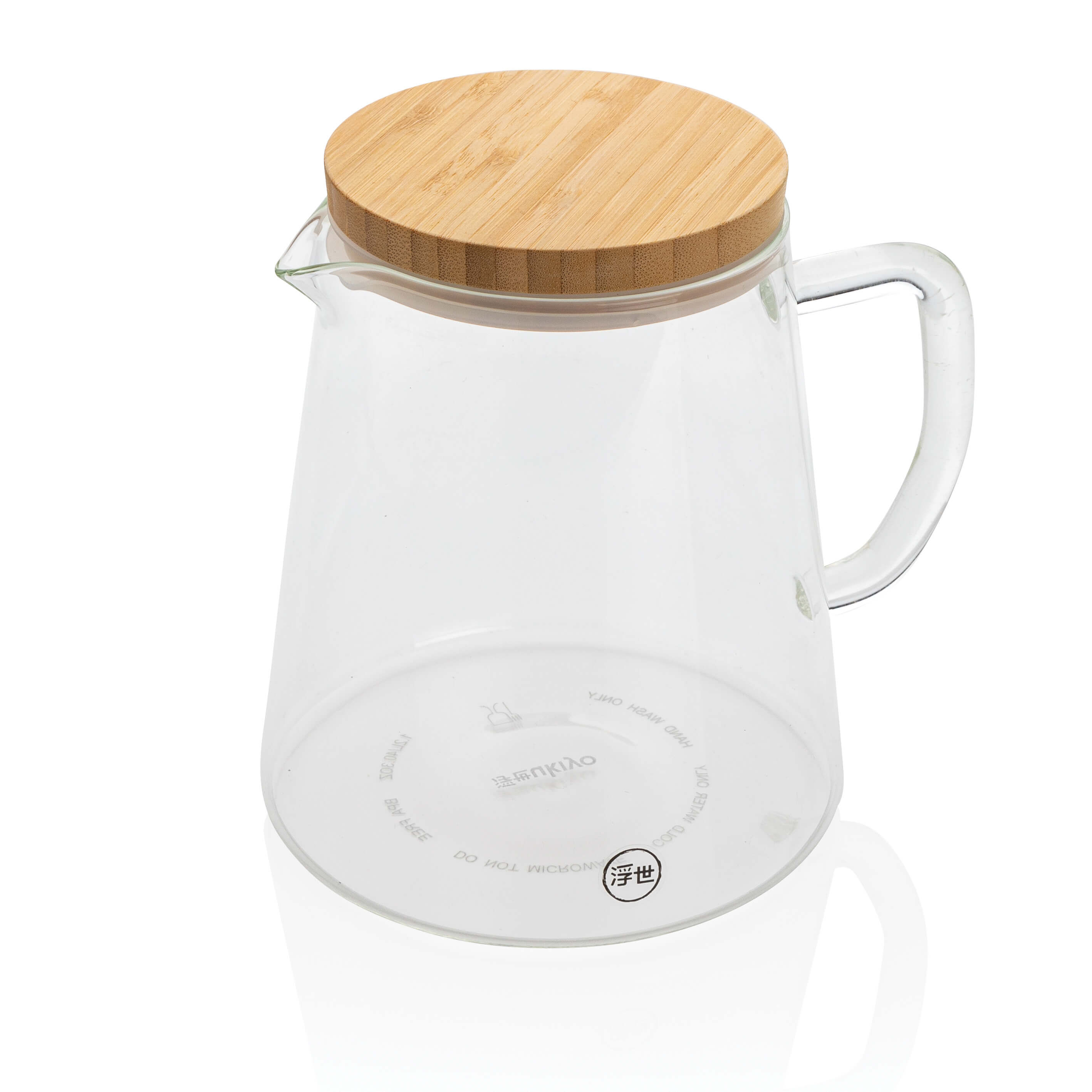 Jarra de vidrio borosilicato Ukiyo con tapa de bambú 1.2L