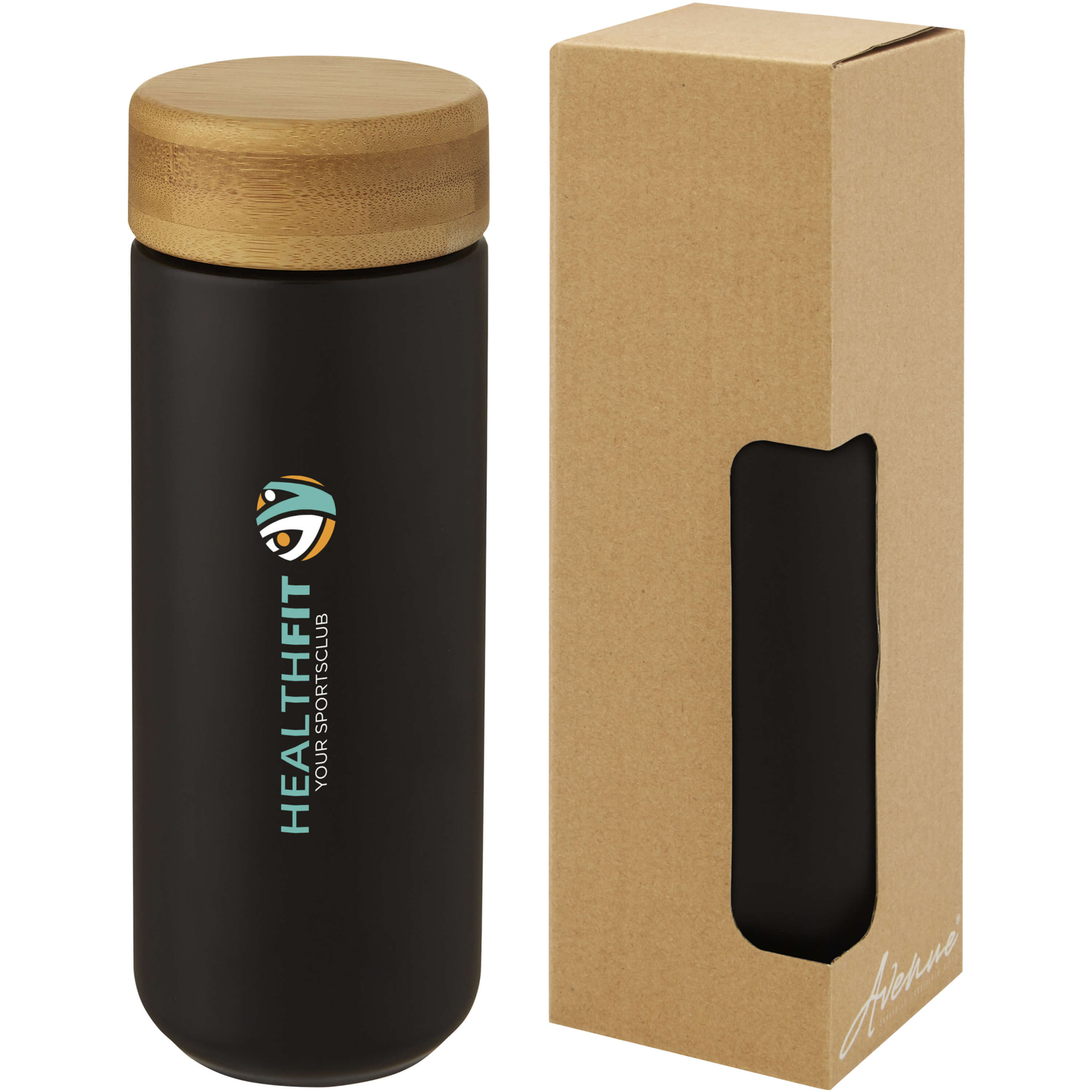 Vaso de cerámica de 300ml con tapa de bambú Lumi