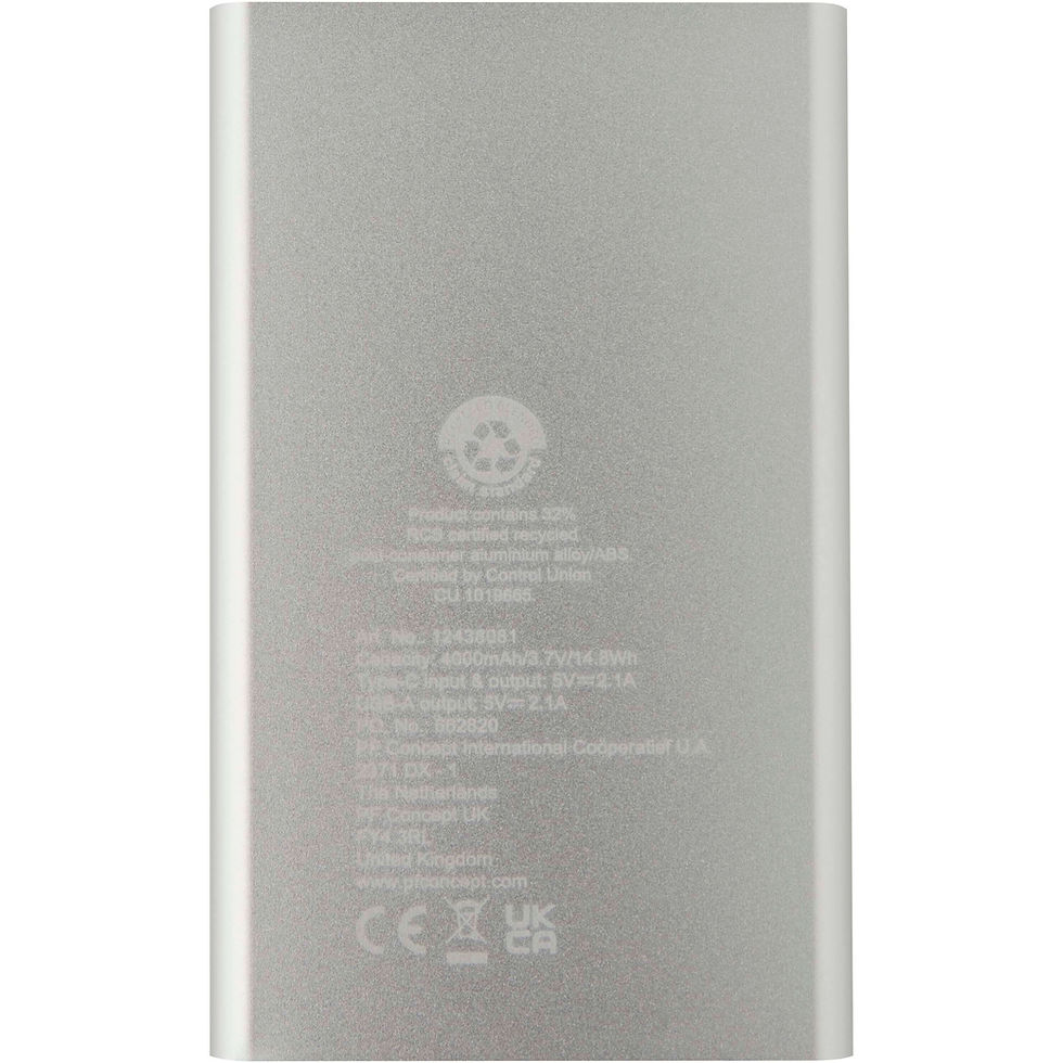Miniatura: Batería externa tipo C de aluminio reciclado de 4000 mAh Pep