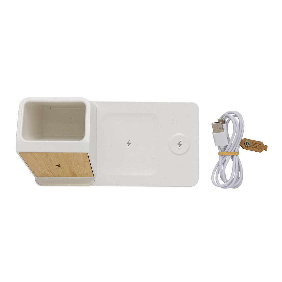 Miniatura: Cargador Ontario RCS plástico reciclado/bambú 15W 3 en 1
