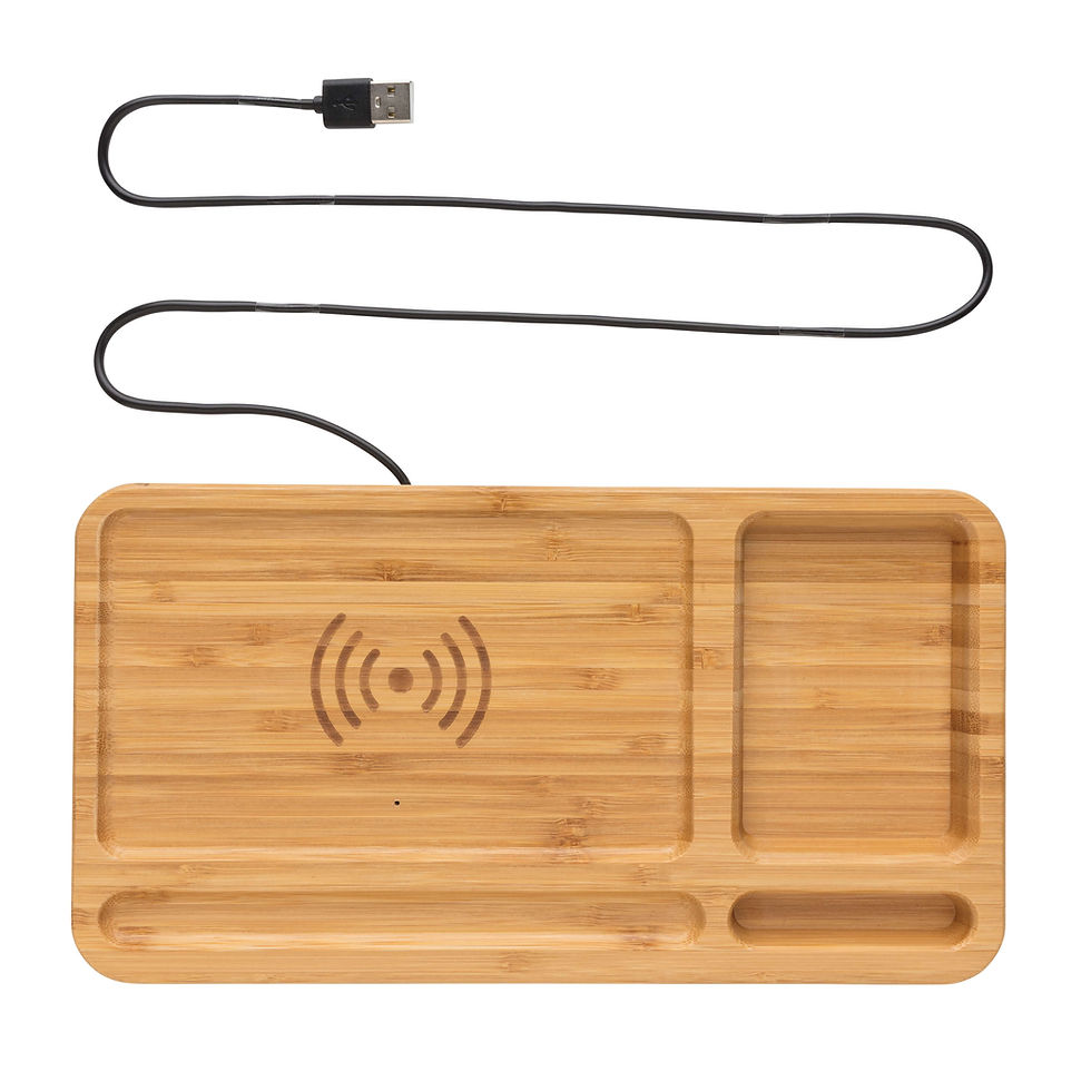 Miniatura: Organizador de escritorio y cargador 10W de bambú FSC®