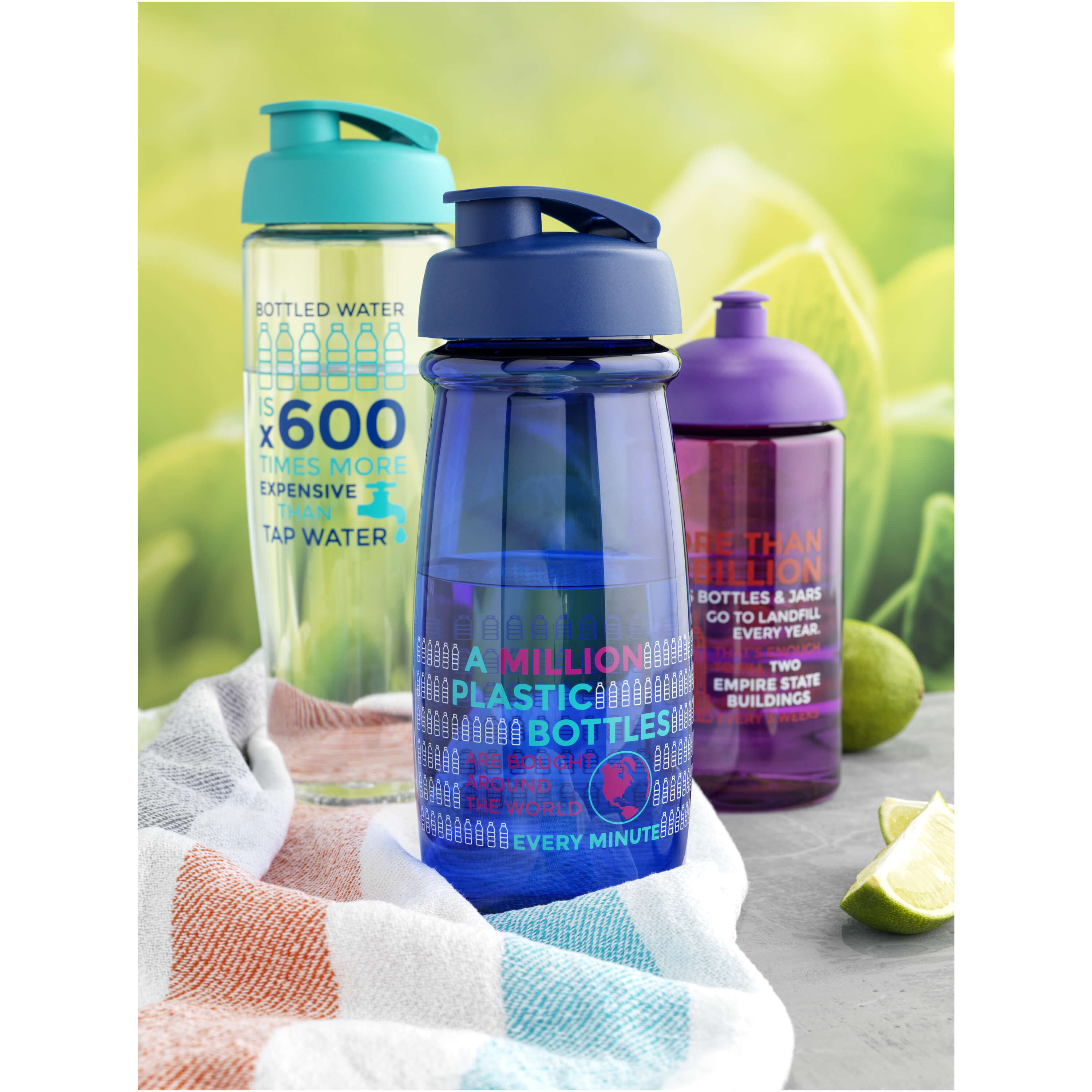Bidón deportivo con Tapa Flip 600ml H2O Active® Pulse