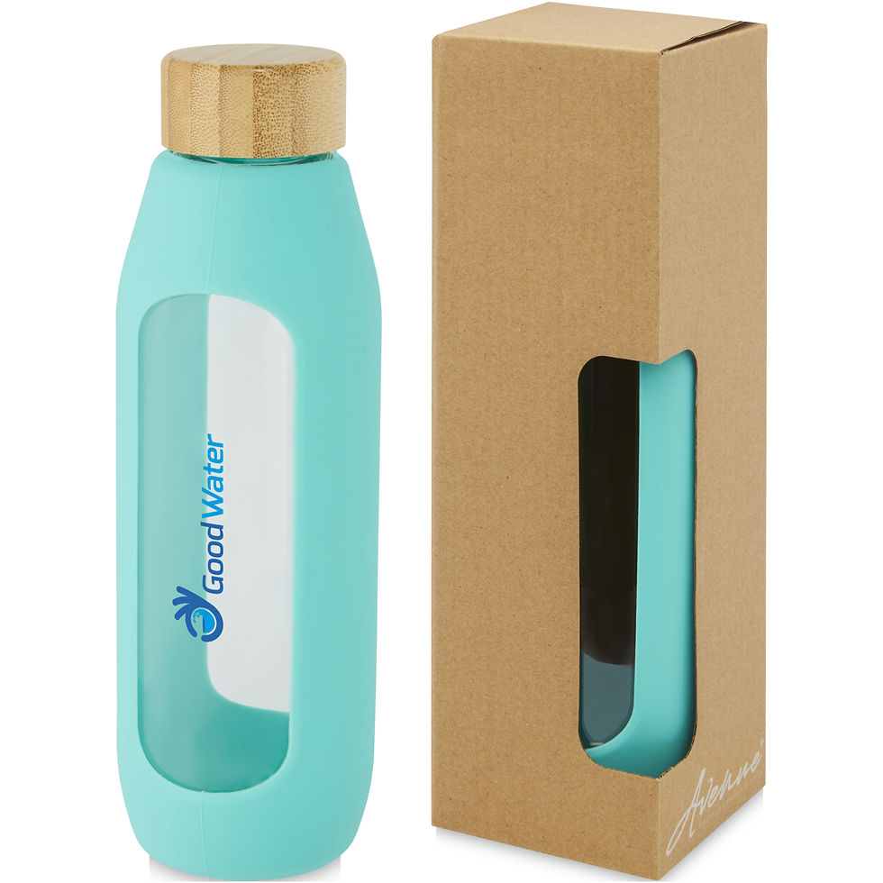 Miniatura: Botella de vidrio borosilicato de 600ml con agarre de silicona Tidan
