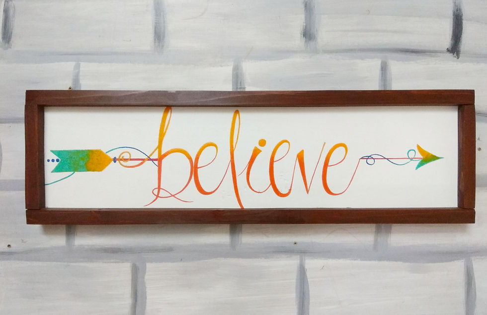 Thumbnail: Wooden Framed Contemporary Art - Believe (6x20")