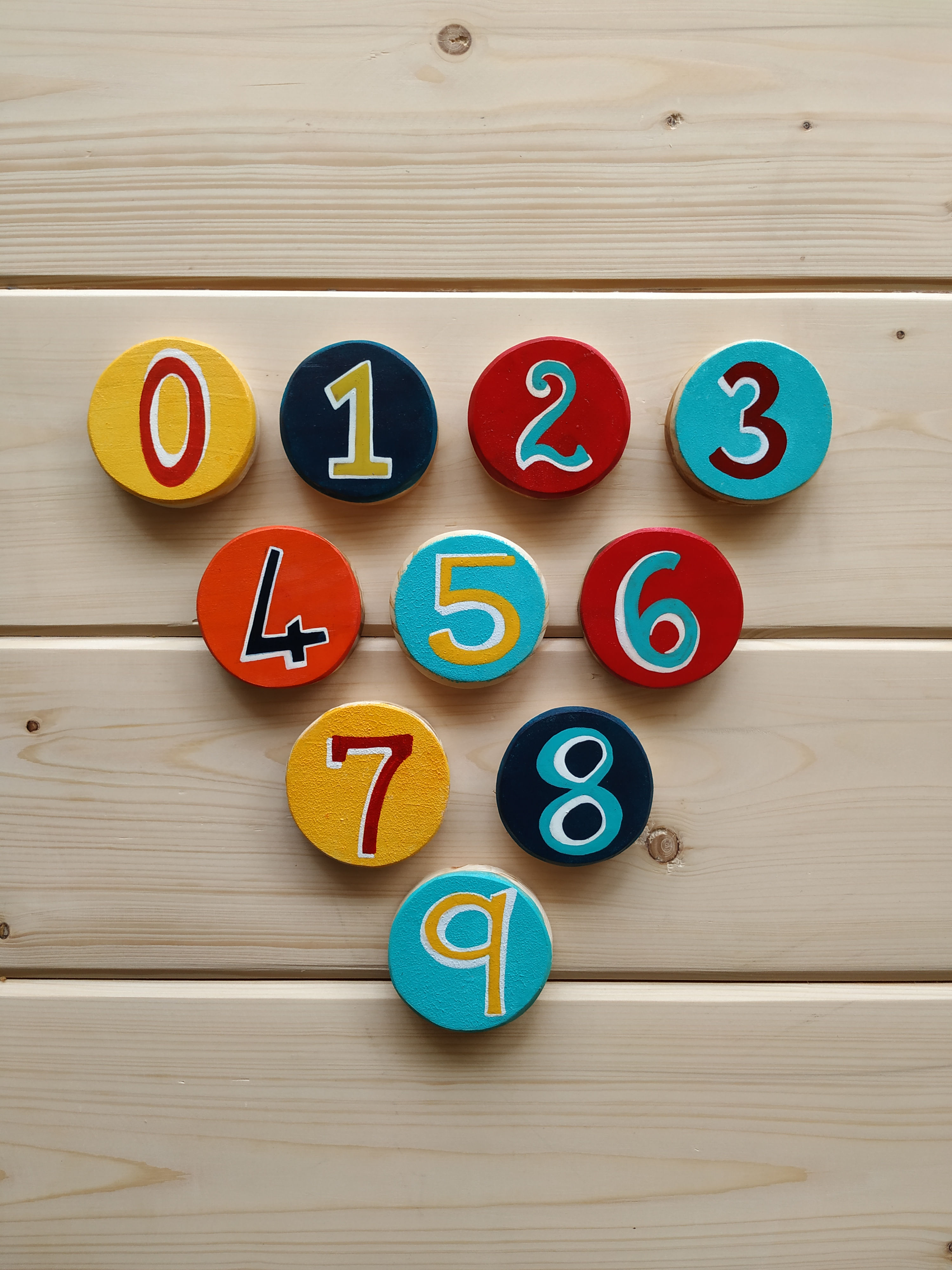Numbers 0-9 on Wooden Blocks for Kids