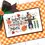 Thumbnail: This is a finished fall cross stitch pattern featuring text letters "Meet me in the pumpkin patch" with a scarecrow.