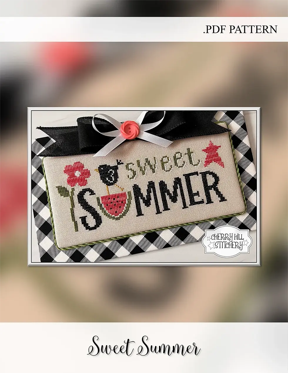 Watermelon cross stitch pattern information page. Sweet summer is a PDF cross stitch pattern by Cherry Hill Stitchery.