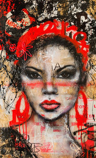 Portrait of a woman, street art, urban art, woman, mixed media, paintings, artist, painter, Gil KD
