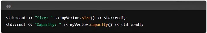 Vector size and capacity