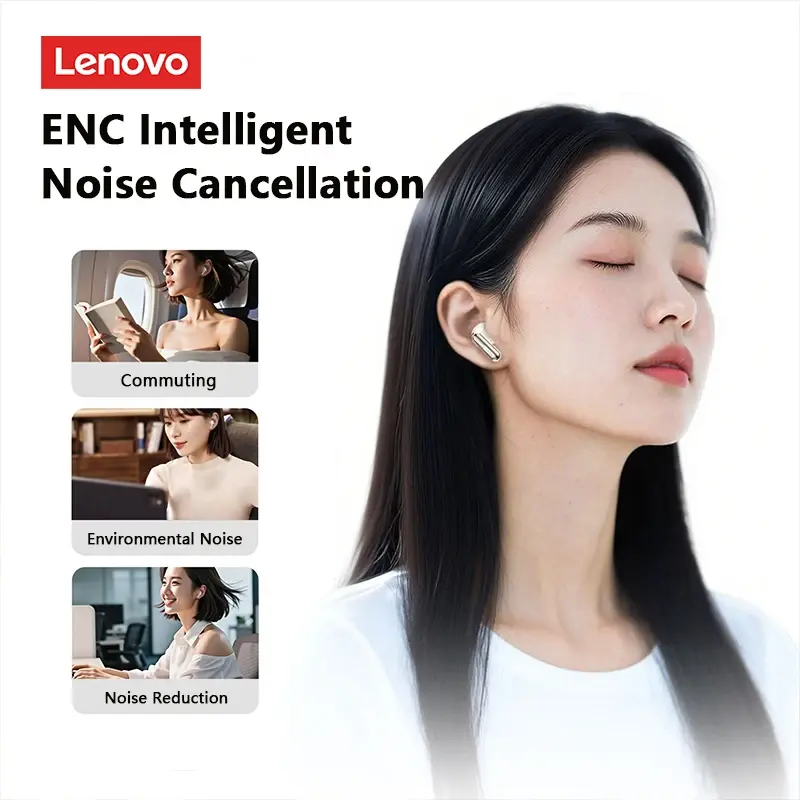 Thumbnail: Lenovo LE208 wireless earbuds with ENC intelligent noise cancellation for clear calls