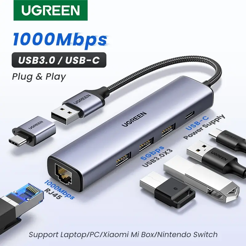 UGREEN USB 3.0 Gigabit Ethernet Adapter with RJ45 LAN Port (1000Mbps)