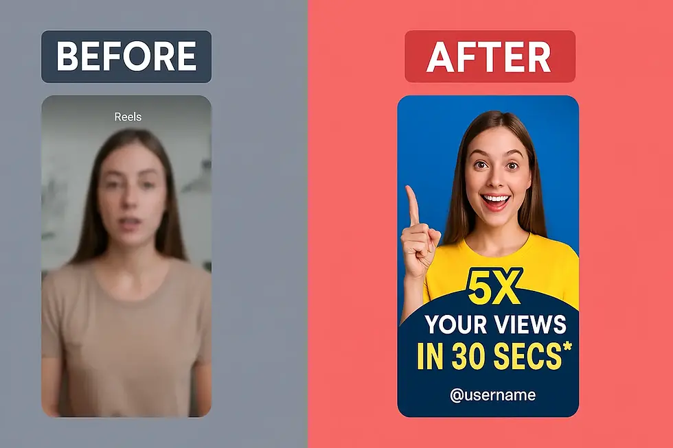 Side-by-side comparison of two Instagram Reels thumbnails created using Canva, showing the improvement in visual appeal.