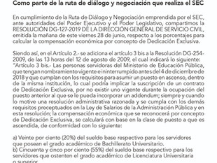 Resolución de porcentajes para el cÔlculo de la Dedicación Exclusiva