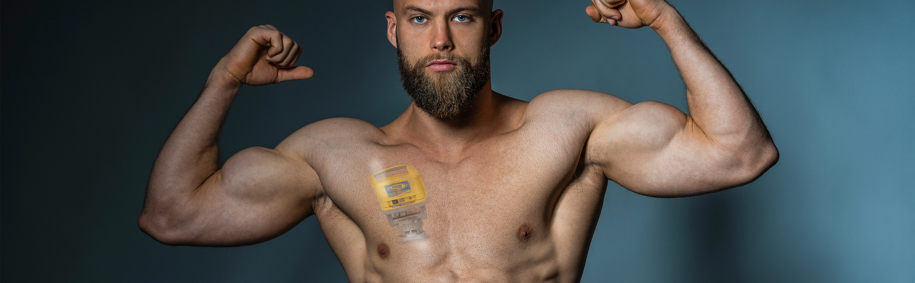 man showing muscle