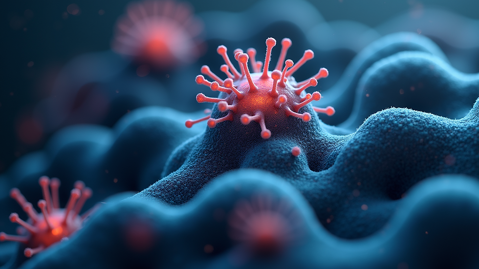 Close-up view of activated microglia in the brain