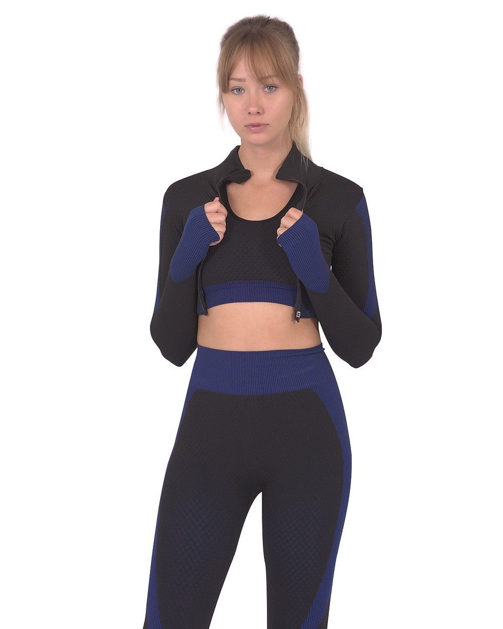 Thumbnail: Trois Seamless Sports Jacket - Black With Navy