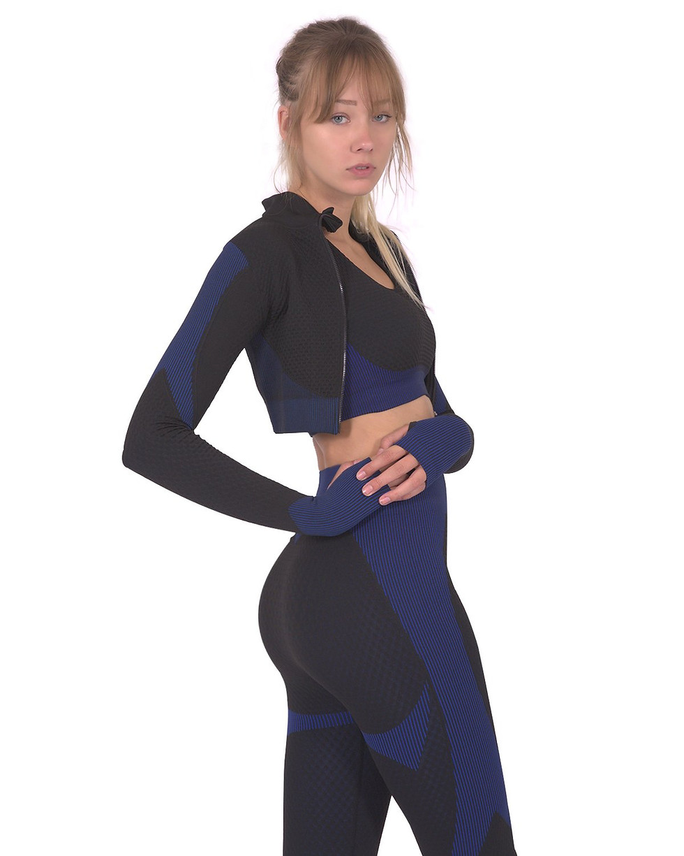 Thumbnail: Trois Seamless Sports Jacket - Black With Navy