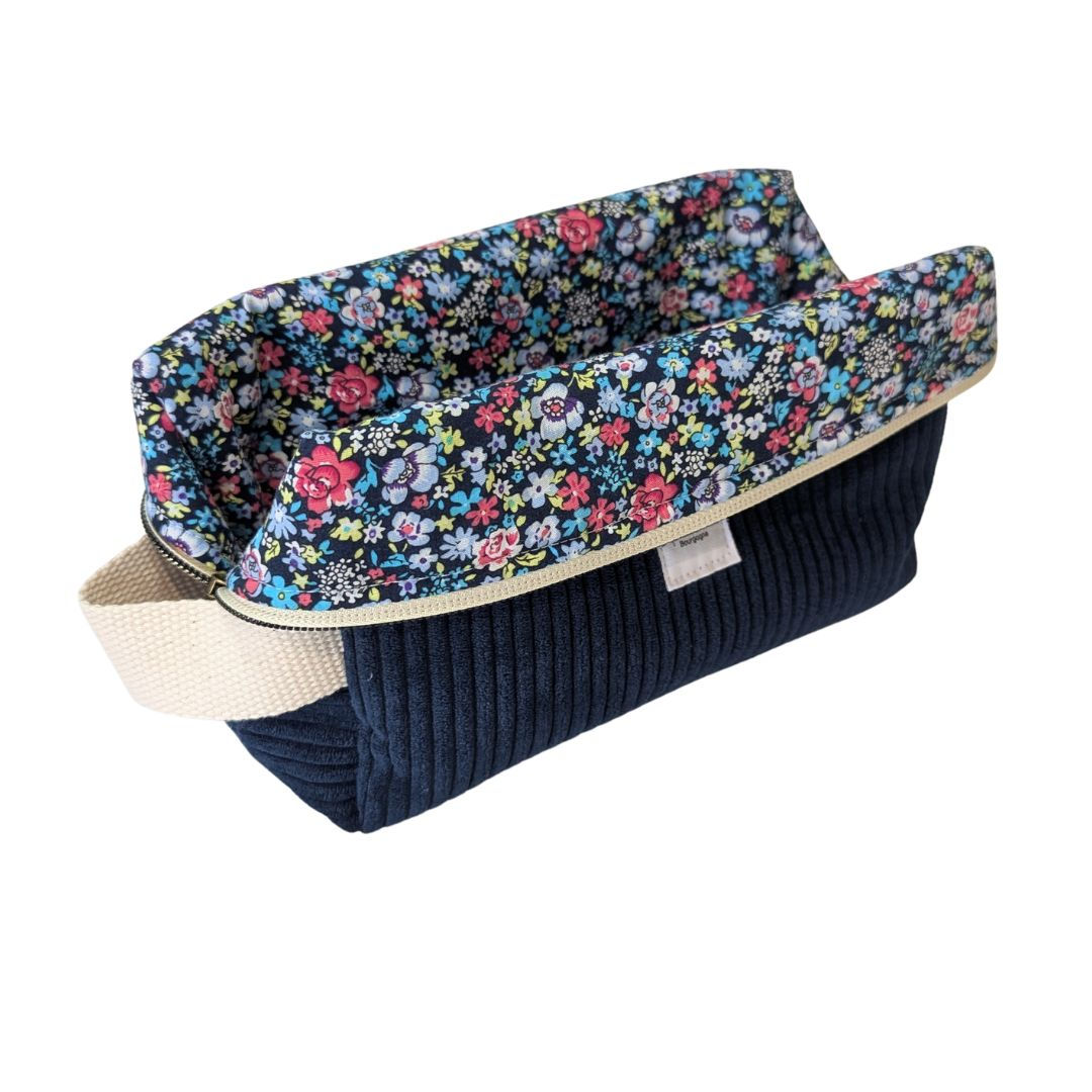 Trousse de toilette carrée bleu marine