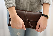 Girl with brown wallet