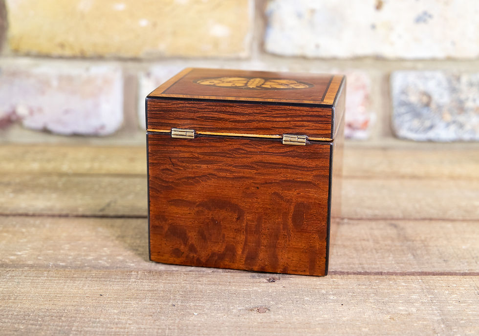 Thumbnail: Stunning Partridge Wood Moth Inlaid Georgian Tea Caddy SOLD
