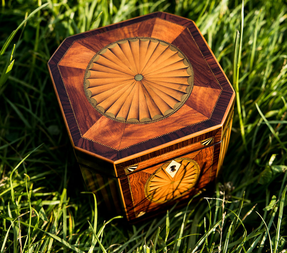 Thumbnail: Rare Stunning Octagonal Georgian inlaid Tea Caddy c.1780 SOLD
