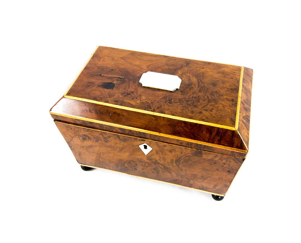 Thumbnail: Burr Yew Tea Caddy c.1820