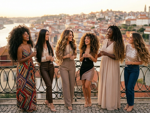 Aplicação de extensões de cabelo natural premium em Guimarães, método invisível e com volume luxuoso.