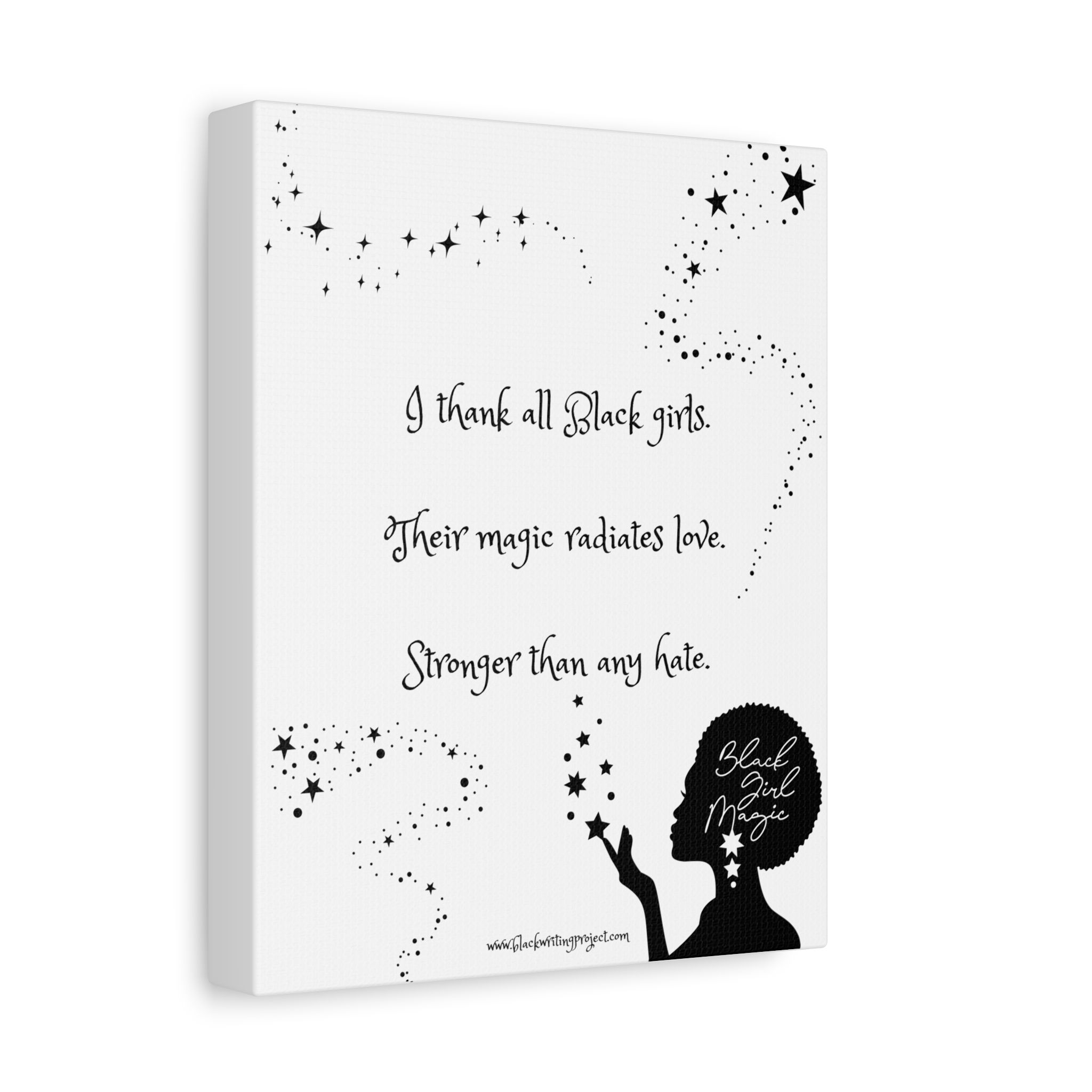 Black Girl Magic Art - Inspirational Stretched Wall Decor (Haiku Poem)