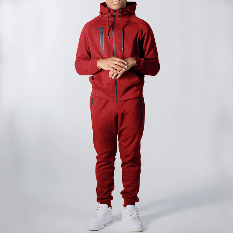 Miniature : Custom Winter Mens Sportswear Set Hoodie 2 Pcs Suits Fitness