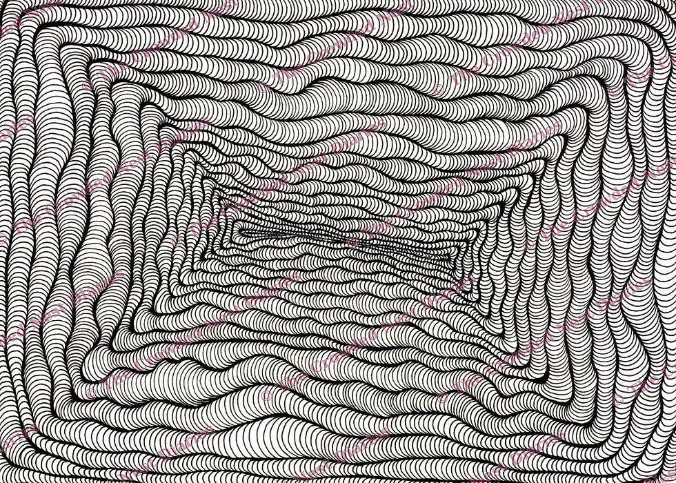 B&W Tunnel, hand-drawn optical art