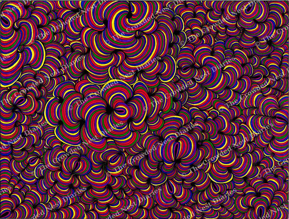 Organic Bloom, hand-drawn optical art