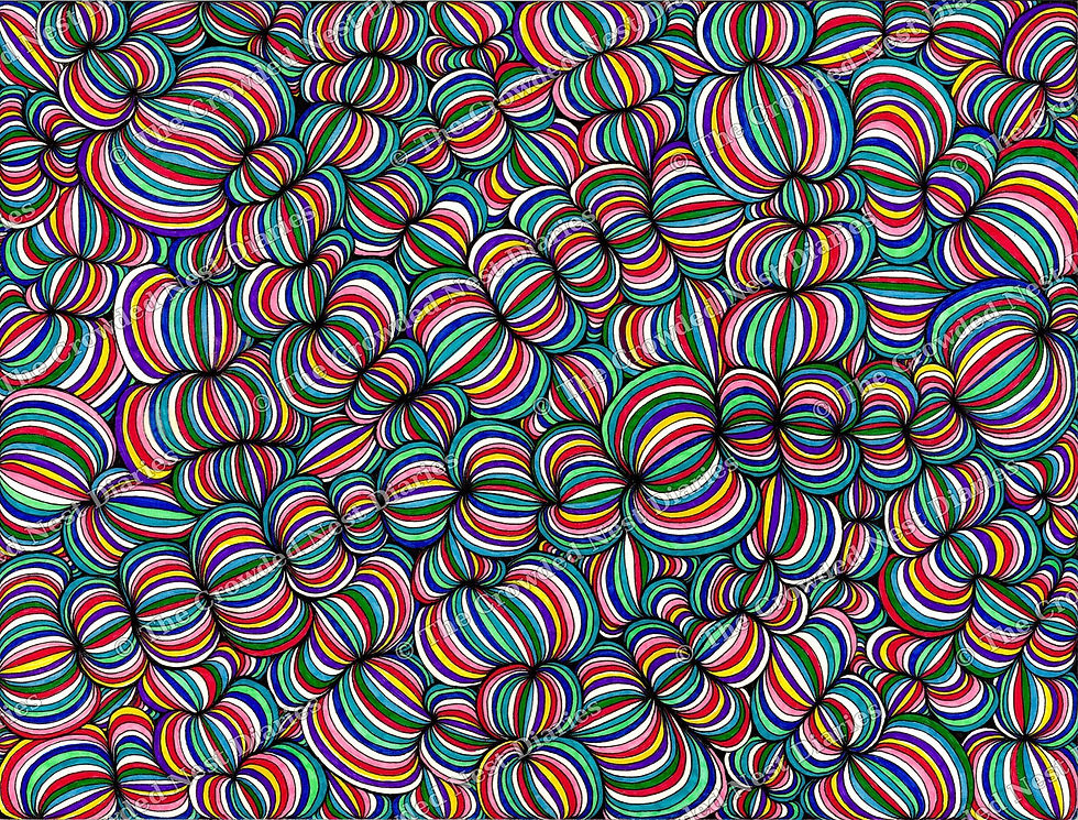 Candy Ribbon, hand-drawn optical art