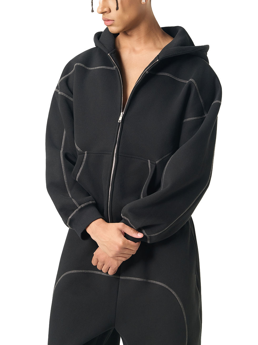 Thumbnail: Streetwear. - Stitched Boxy Fleece Hoodie