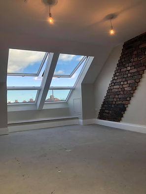 loft interior with windows