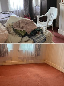 before and after image of bedroom clearance