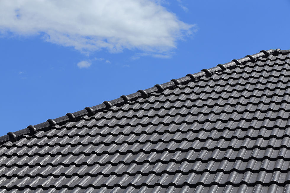close-up image of dark tiles of roof