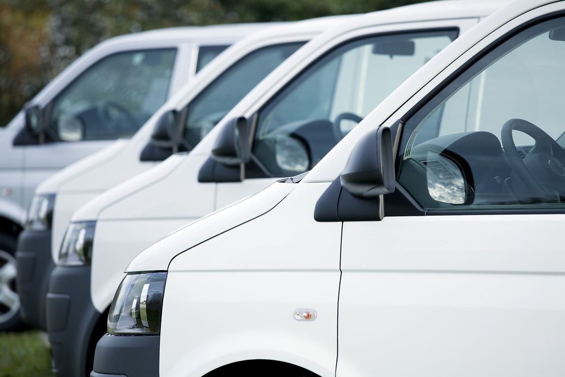 row of white vans