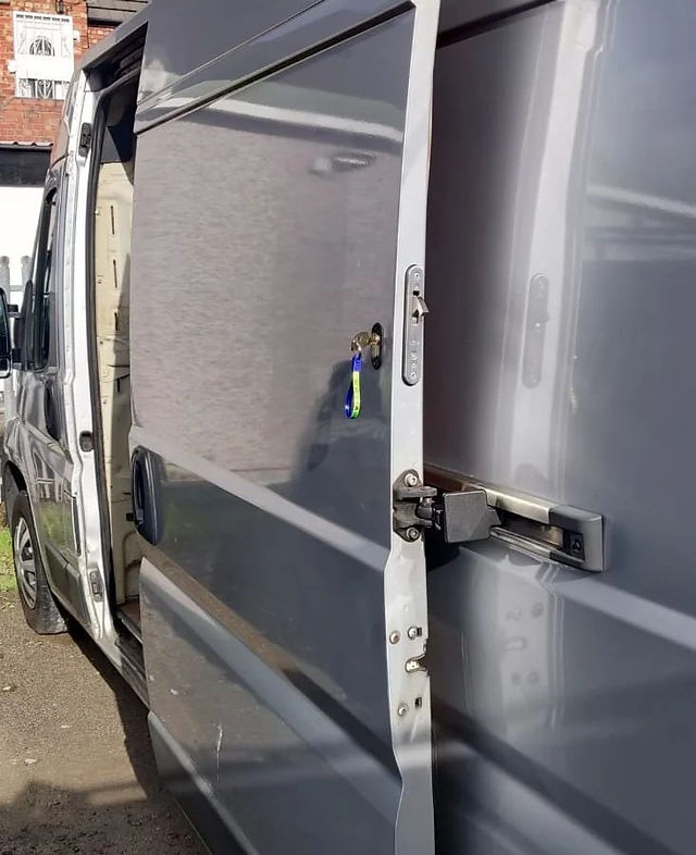 Side view of a van with open door