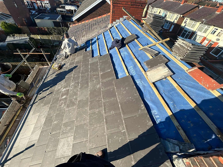 Roof being installed
