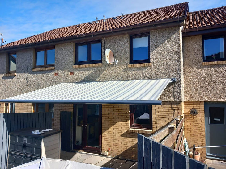 close-up image of awning outside a building