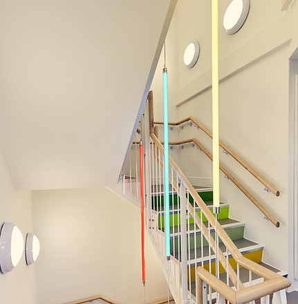 stairs and colorful lights