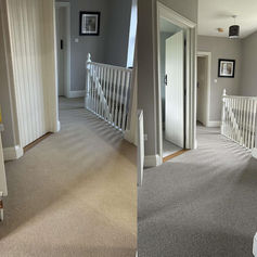 collage of images showing old and new carpet flooring of a house