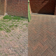 Before and after image of driveway cleaning